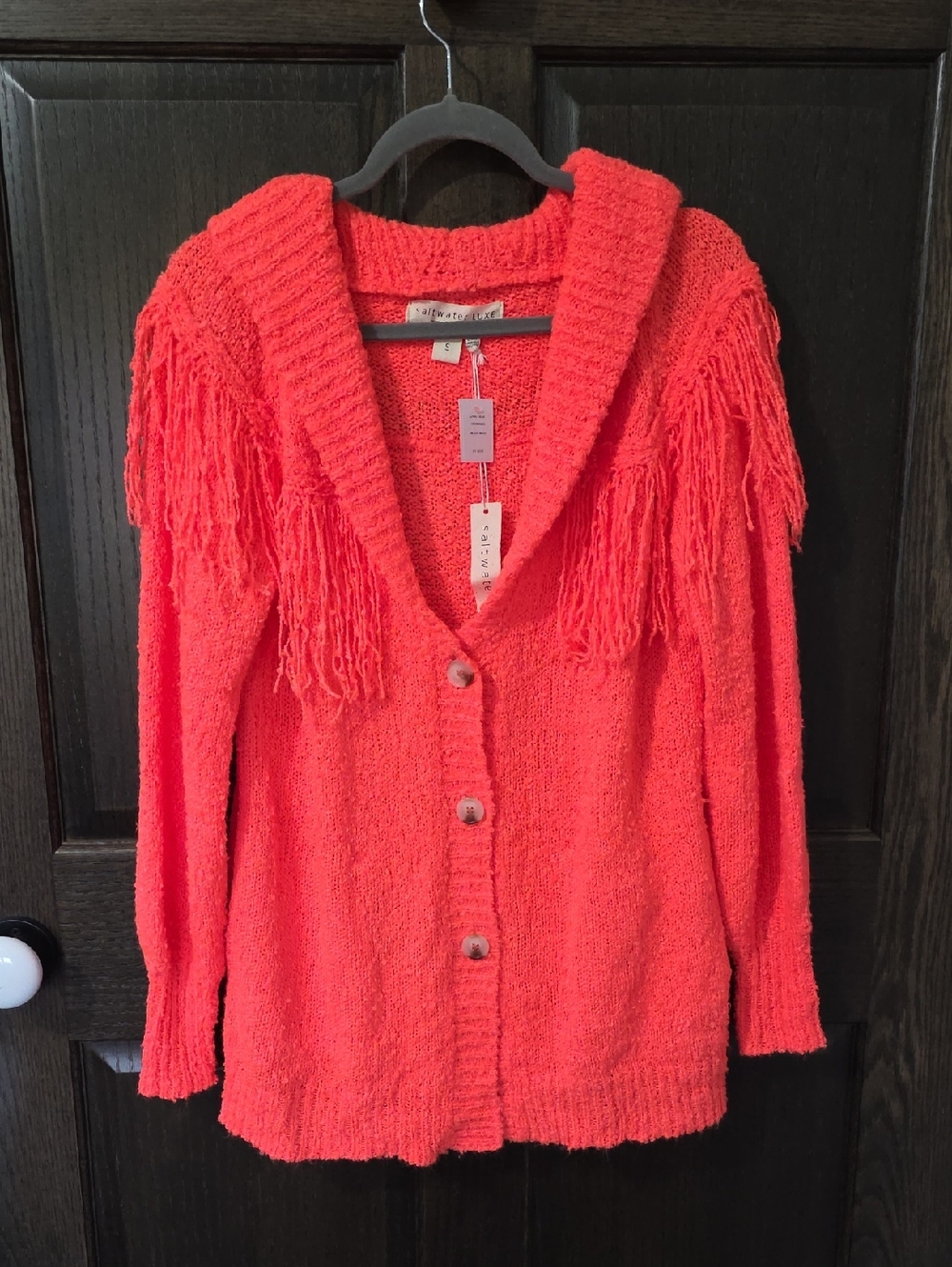 saltwater LUXE Creamsicle Fringe Button-Front Cardigan